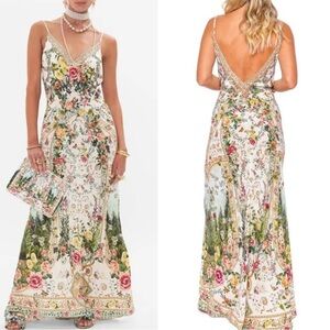 Camilla | V Neck Full Length Bias Slip Dress Renaissance Romance Small